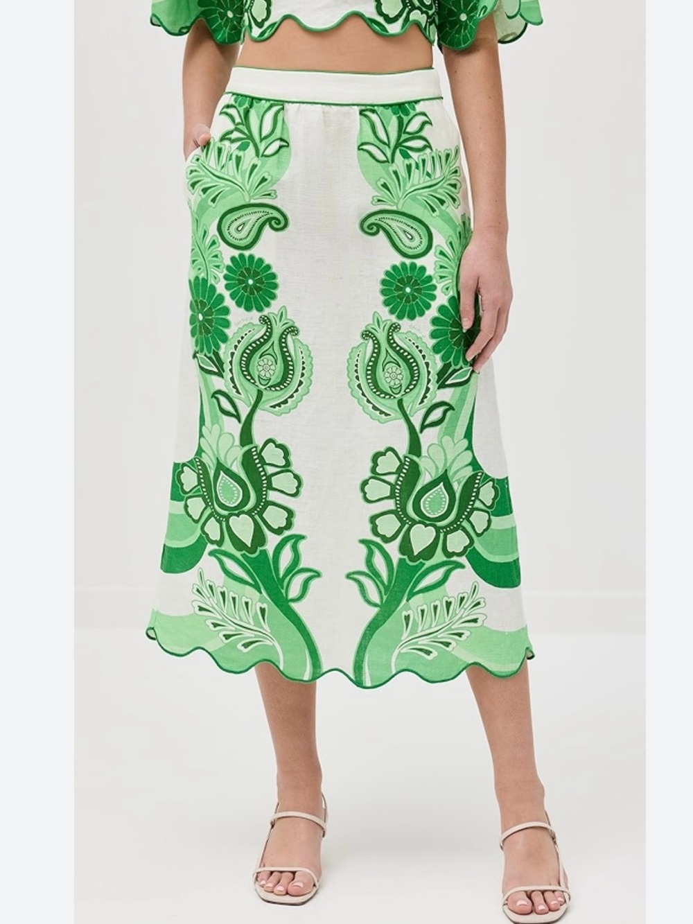 Farm Rio Color Festival Printed Linen Midi Skirt and top size small - Picture 9 of 9